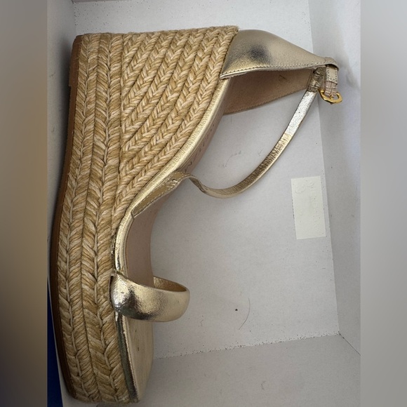 Stuart Weitzman NudistCurve Espadrille Wedge in Platino Gold size 8 - Picture 3 of 6